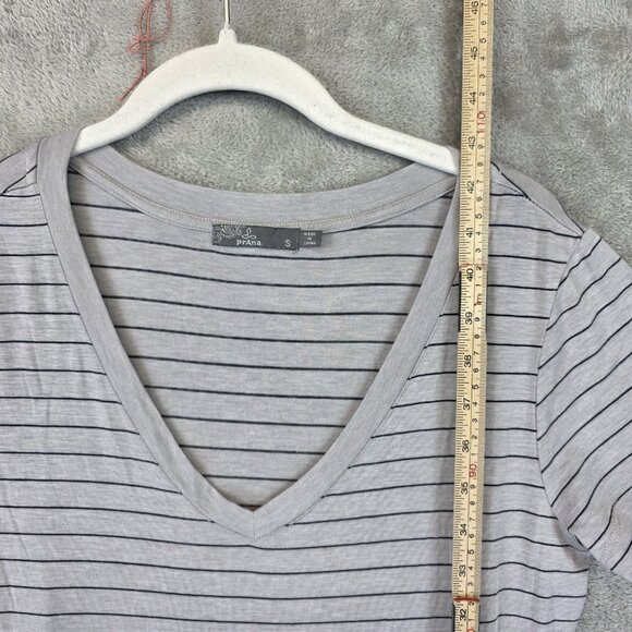 prAna Dress Womens Small Striped Ruched Stretch Short Sleeve Casual W31180370 - Picture 7 of 10